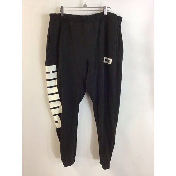 Puma Black Jogger Women's Tapered Leg Size XL Logo with Pockets 🤍 - Picture 1 of 2